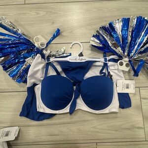 NWT French Affair Sexy Cheerleader Lingerie Bedroom Costume Set 3pc Blue White